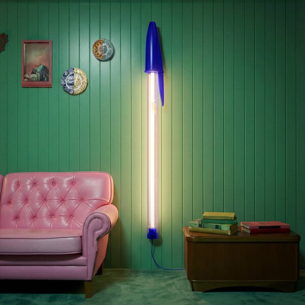 SELETTI Lampada LED a sospensione BIC, blu, lunghezza 173 cm BIC, Blu, Soggiorno / Sala da pranzo, Plastica, Design, Lampada a sospensione