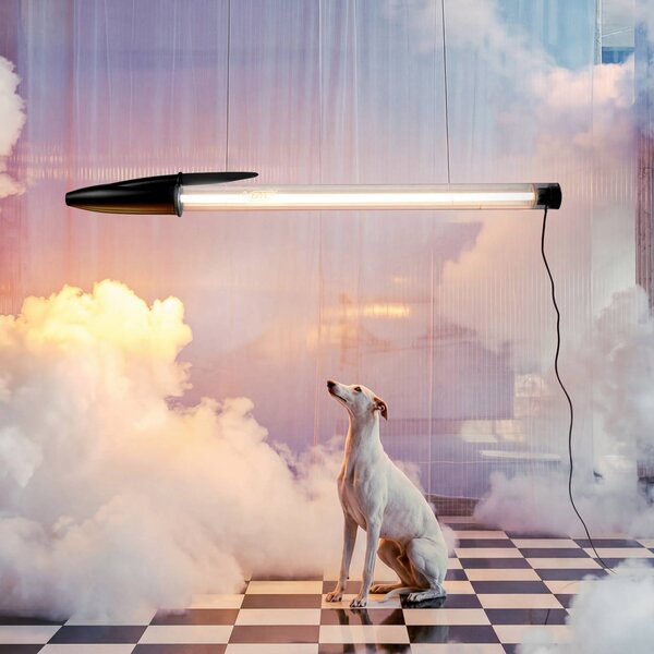 SELETTI Lampada LED a sospensione BIC, nera, lunghezza 173 cm BIC, Nero, Soggiorno / Sala da pranzo, Plastica, Design, Lampada a sospensione