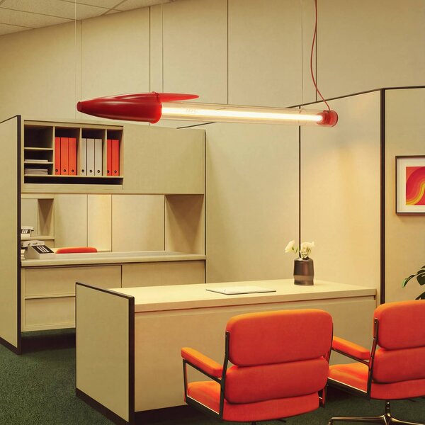 SELETTI Lampada LED a sospensione BIC, rossa, lunghezza 173 cm BIC, Rosso, Soggiorno / Sala da pranzo, Plastica, Design, Lampada a sospensione