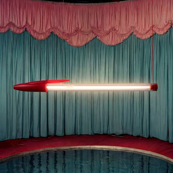 SELETTI Lampada LED a sospensione BIC, rossa, lunghezza 173 cm BIC, Rosso, Soggiorno / Sala da pranzo, Plastica, Design, Lampada a sospensione