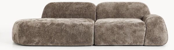 Chaise longue componibile 3 posti in teddy bouclé Wolke