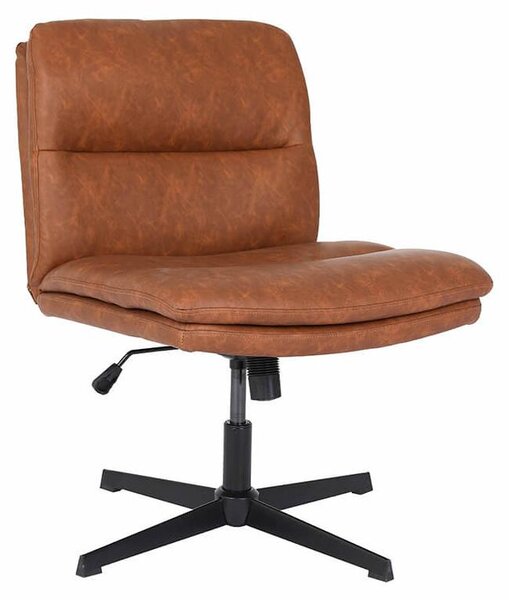 Home Deluxe Sedia girevole retrò LUYA - marrone/cognac | Sedia da scrivania regolabile in altezza dal design vintage