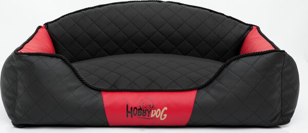 Cuscino per cani, cuccia per cani, cesta per cani, divano per cani per animali domestici. Lavabile. Modello: Elite. Dimensioni: 65 x 50 x 24 cm [Taglia: L]. Colore: nero con dettagli rossi