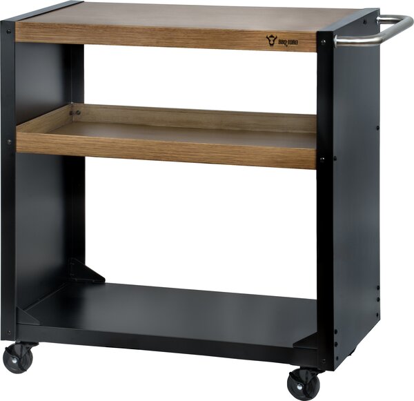 Carrello per barbecue BBQ-Toro 95 x 50 x 90 cm, nero, tavolo per barbecue con ampio piano di lavoro, tavolino laterale