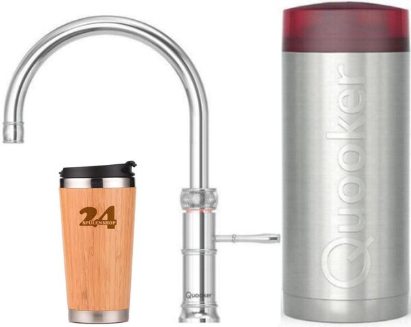"QUOOKER CLASSIC FUSION Round COMBI+ B chrome & 100°C mixer tap (22+CFRCHR)" Miscelatore per lavello con funzione di acqua bollente a 100°C *Include termo tazza