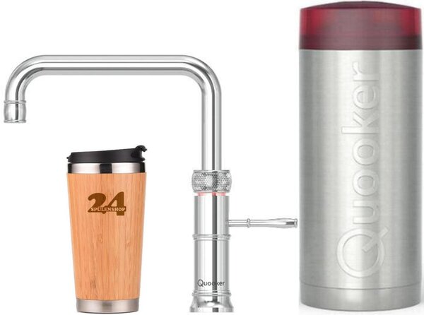 "QUOOKER CLASSIC FUSION Square COMBI B chrome & 100°C mixer tap (22CFSCHR)" Miscelatore per lavello con funzione di acqua bollente a 100°C *Include termo tazza