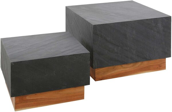 Set di tavolini Boxy ardesia/acacia