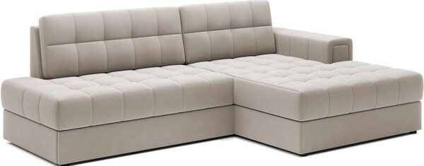 Divano angolare beige allungabile (con penisola a destra/con chaise lounge) con rivestimento in velluto Blezalt – ELTAP
