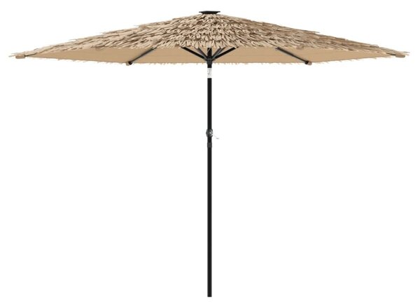 Ombrellone Giardino LED e Palo in Acciaio Marrone 288x288x225cm
