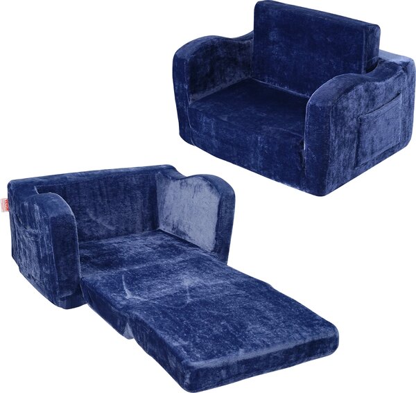 VEVOR divano per bambini 2 in 1 trasformabile da divano per bambini a poltrona reclinabile, poltrona divano per bambini pieghevole, poltrona letto per bambini, divano gioco per bambini pieghevole, divano per bambini blu 104 x 58 x 32 cm