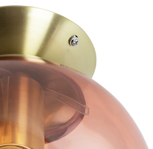 Plafoniera in ottone e vetro sfera rosa - PALLON