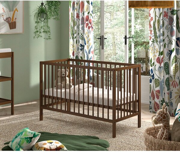 Lettino marrone in faggio massiccio con altezza regolabile 60x120 cm Dino – Vipack