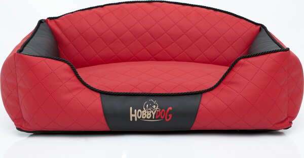 Cuscino per cani, cuccia per cani, lettino per cani, divanetto per cani, lavabile - Elite - 65 x 50 x 24 cm [Taglia: L] - Rosso con nero