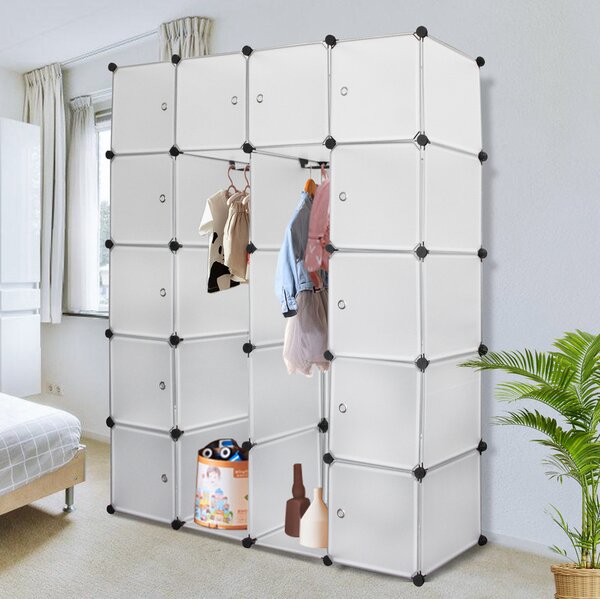 Hengda 20 scatole sistema di scaffalatura fai da te armadio armadio armadio armadio scaffale plug-in 142x37x180cm bianco