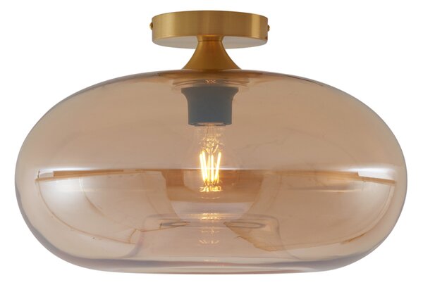Lampada da soffitto Art Déco ottone con vetro ambra 40 cm - Busa