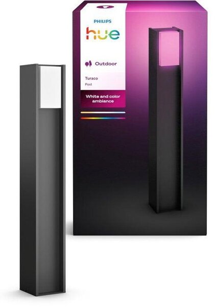 Philips Hue White and Color ambiance Lampada da esterno a colonna Turaco, Bluetooth/Zigbee, antracite, alluminio, E27, Altro, 8,1 W