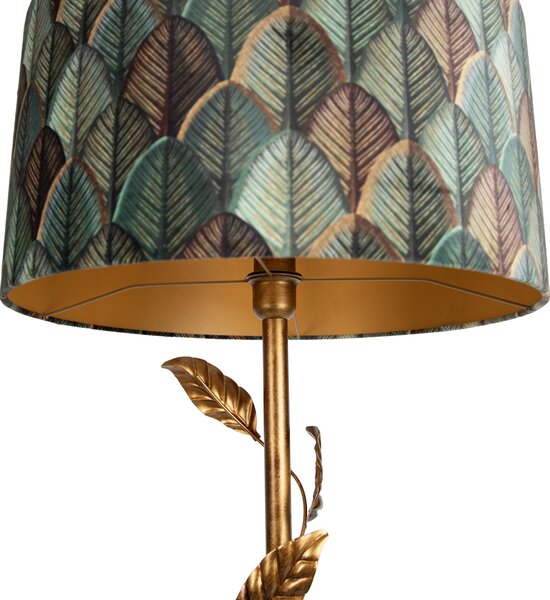 Lampada da terra oro con paralume a forma di foglia e interno dorato 50cm - Linden