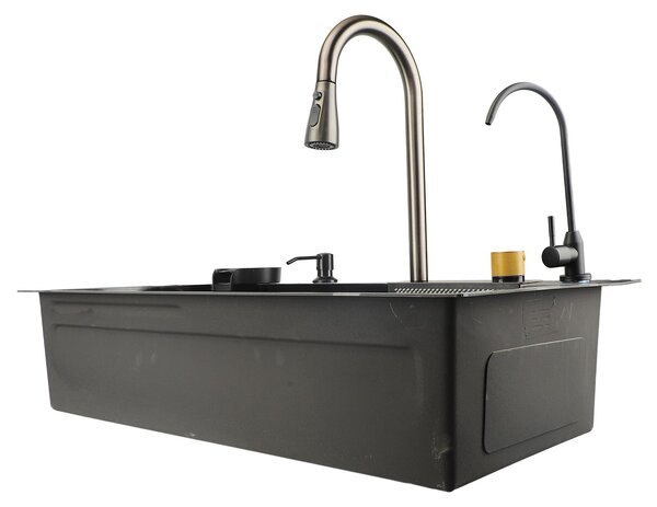 Rubinetto da cucina, montaggio sotto piano, acciaio inossidabile, lavello a una vasca, forma rettangolare