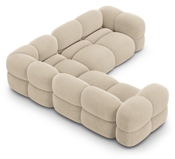Divano angolare beige con rivestimento in velluto Loretto – Cosmopolitan Design