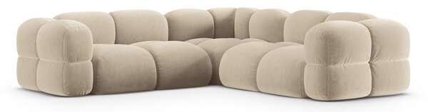 Divano angolare beige con rivestimento in velluto Loretto – Cosmopolitan Design