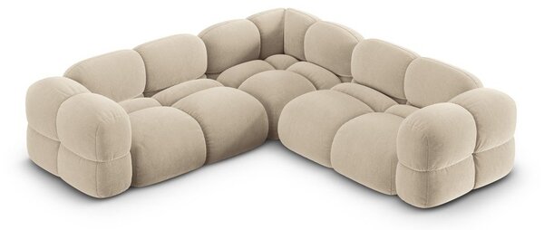Divano angolare beige con rivestimento in velluto Loretto – Cosmopolitan Design