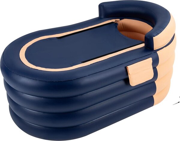 Vasca da bagno gonfiabile, pompa d'aria elettrica a batteria, struttura resistente, arancione