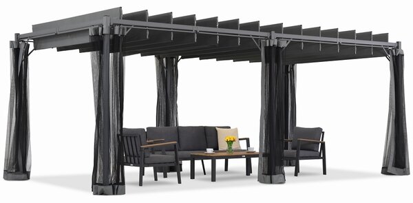 Pergola antracite Malaga 3x6m con zanzariera Garden Point