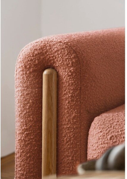 Divano color terracotta allungabile/con contenitore e rivestimento in bouclé 244 cm Arcadova – ELTAP