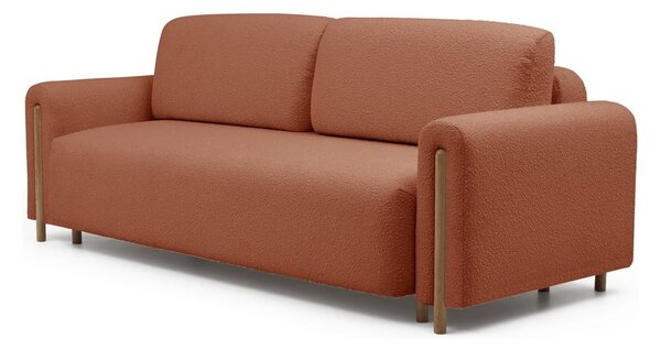Divano color terracotta allungabile/con contenitore e rivestimento in bouclé 244 cm Arcadova – ELTAP
