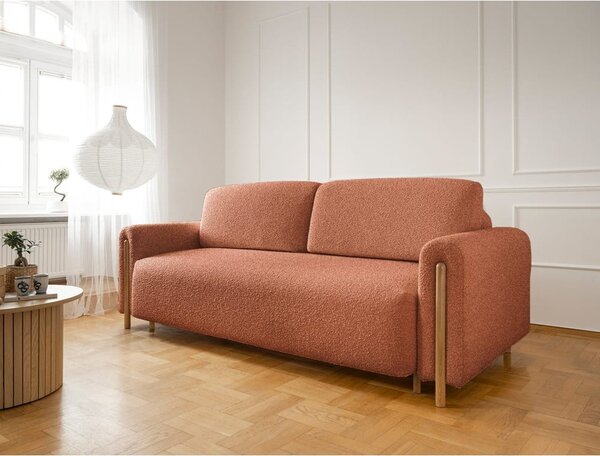 Divano color terracotta allungabile/con contenitore e rivestimento in bouclé 244 cm Arcadova – ELTAP