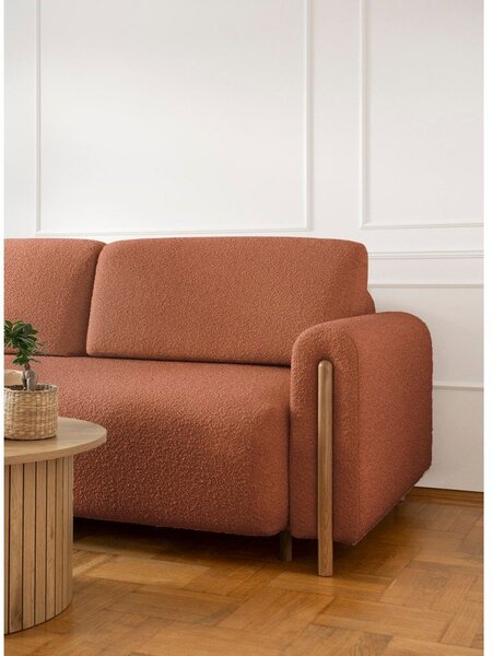 Divano color terracotta allungabile/con contenitore e rivestimento in bouclé 244 cm Arcadova – ELTAP