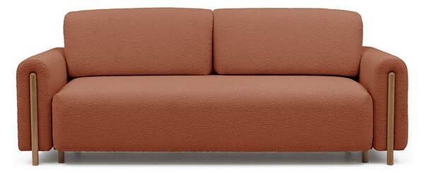 Divano color terracotta allungabile/con contenitore e rivestimento in bouclé 244 cm Arcadova – ELTAP