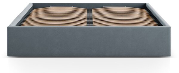 Letto matrimoniale imbottito azzurro con contenitore/senza testiera con rete inclusa 160x200 cm Susan – Micadoni