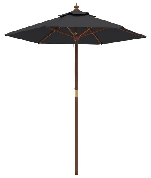 Ombrellone da Giardino con Palo in Legno Nero 196x231 cm