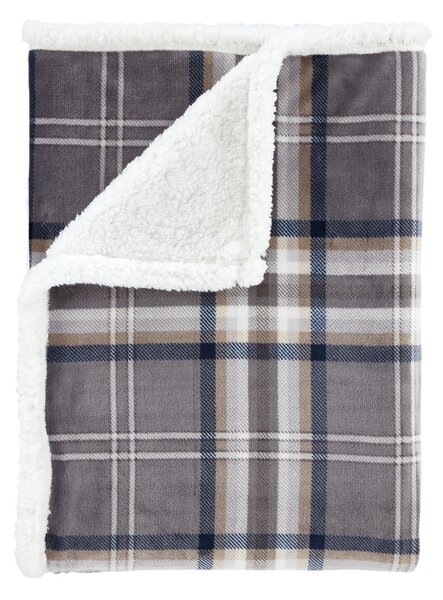 Coperta grigia in sherpa 130x170 cm Kelso Check – Catherine Lansfield