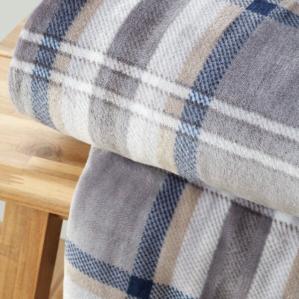 Coperta grigia in sherpa 130x170 cm Kelso Check – Catherine Lansfield