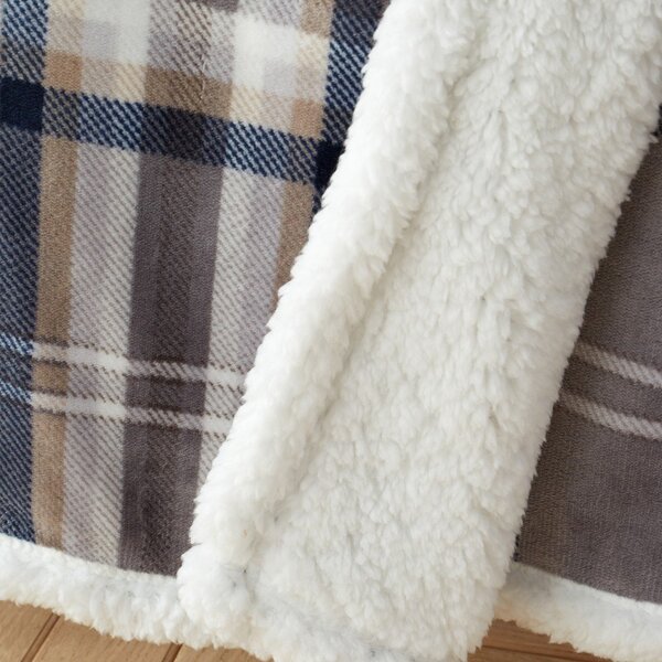 Coperta grigia in sherpa 130x170 cm Kelso Check – Catherine Lansfield