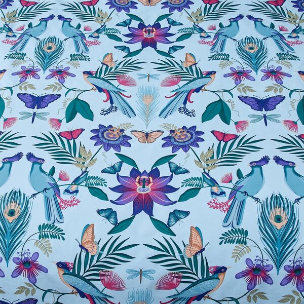 Set copripiumino e federa blu per letto matrimoniale 200x200 cm Mya Tropical Floral – Catherine Lansfield