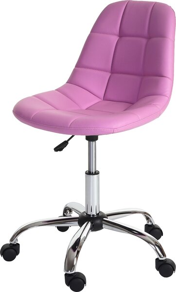 Sedia girevole HWC-A60, sedia da ufficio, sgabello da lavoro, sedile a guscio in Pelle finta ~ rosa