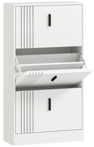 HOMCOM Scarpiera a 3 ante per 18 paia in legno 63 x 24 x 117 cm Bianco | Aosom Italy