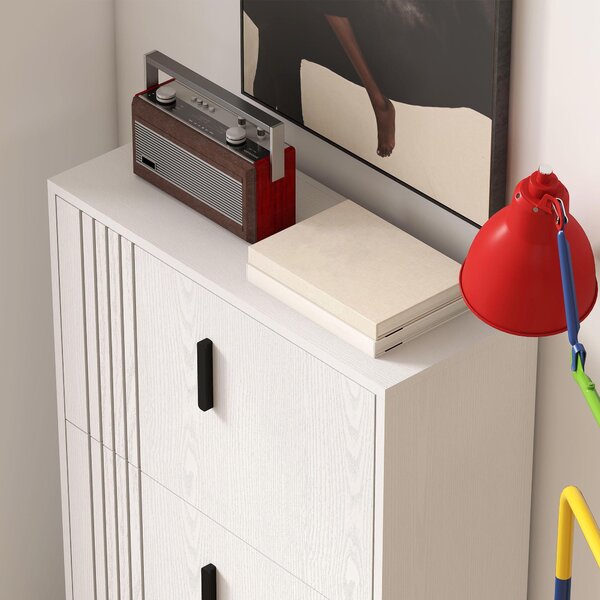 HOMCOM Scarpiera a 3 ante per 18 paia in legno 63 x 24 x 117 cm Bianco | Aosom Italy