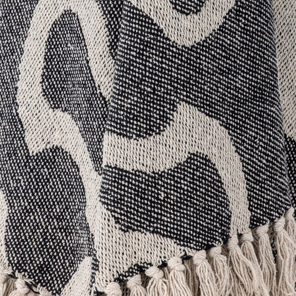 Coperta nera e beige in cotone riciclato 130x160 cm Salobre – Bloomingville