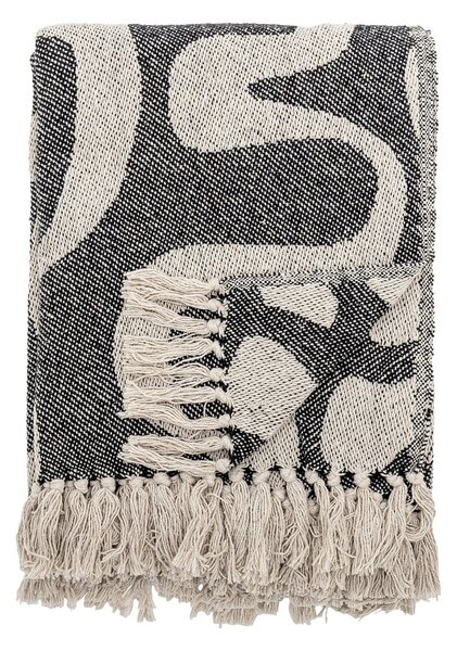 Coperta nera e beige in cotone riciclato 130x160 cm Salobre – Bloomingville