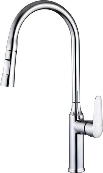 Avizar, rubinetto da cucina estraibile con soffione flessibile, argento