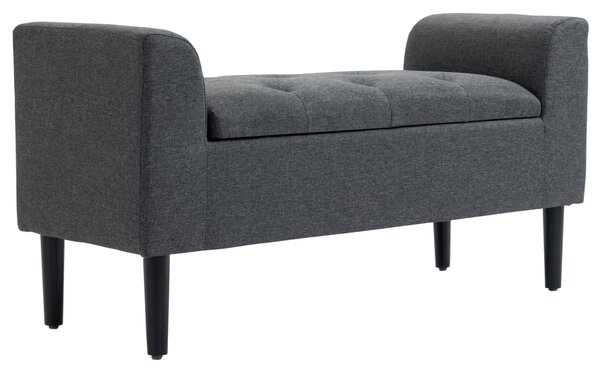 HOMCOM Panca Imbottita con Contenitore, Gambe in Legno, Portata fino a 130 kg, per Soggiorno, Camera e Ingresso, Effetto Lino, 116x44x58 cm, Grigio Scuro | Aosom Italy