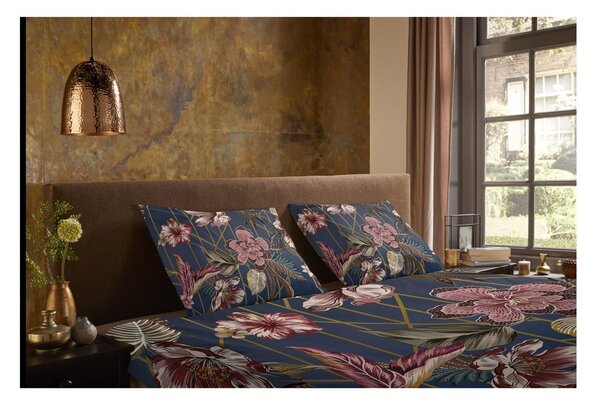 Set copripiumino e federa blu scuro in microfibra per letto matrimoniale ed esteso 200x220 cm Jos – Good Morning