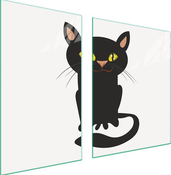 Piastre copri fornelli 2 pezzi 100x52 Copri piano cottura in Vetroceramica tagliere in vetro gatto bianco