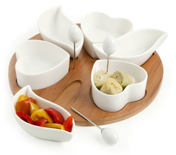 Set di 6 ciotole da portata con vassoio in bambù e spiedino Hors Hors D'Ouvre - Brandani