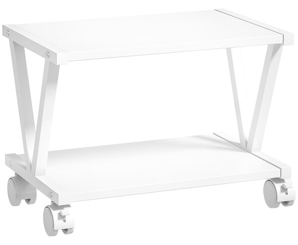 HOMCOM Supporto Stampante con 2 Ripiani e Ruote, per Ufficio e Casa, 44x28x32 cm, Bianco | Aosom Italy