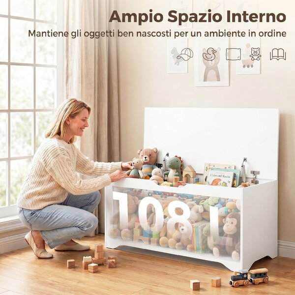 HOMCOM Panca Contenitore con Apertura a Ribalta, 80 cm, Bianco | Aosom Italy